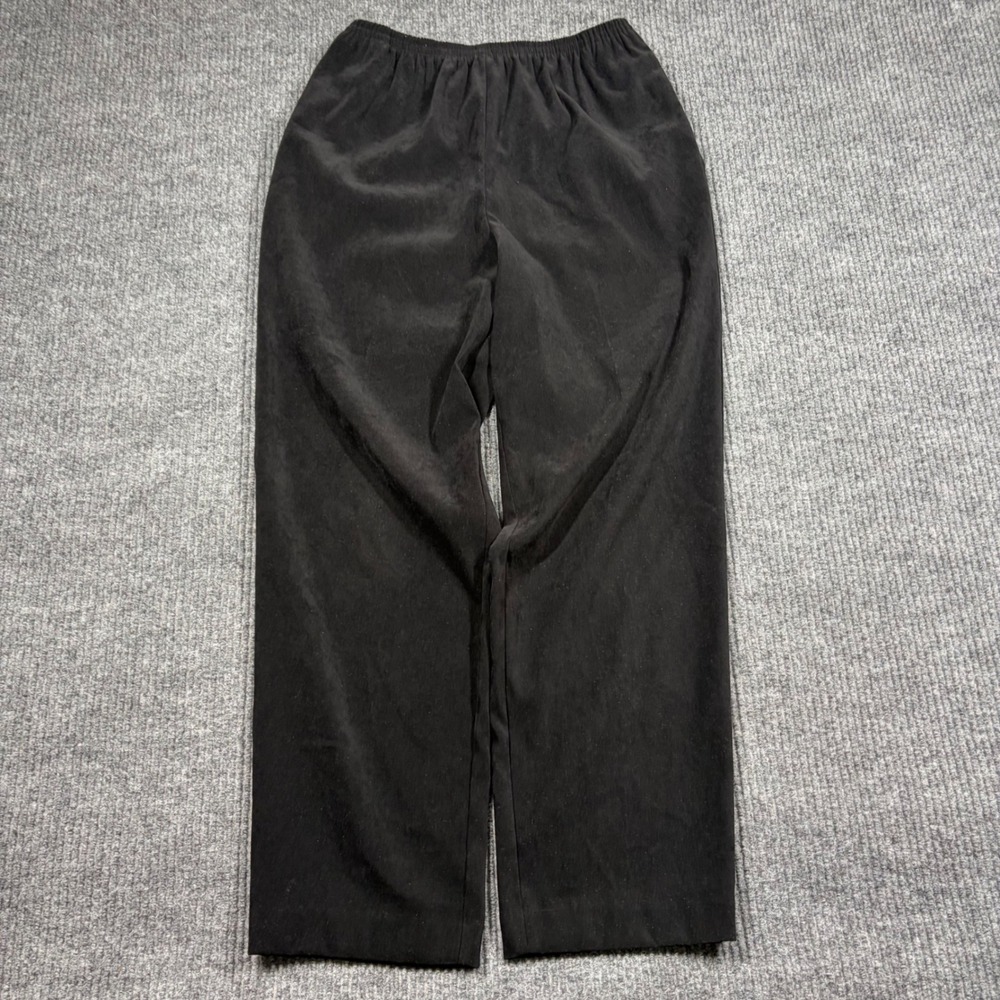 Leslie Fay Pants Womens 8 Petite Black Elastic Waist Straight Leg Pants